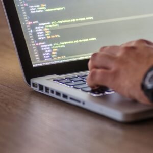 Computer and desk setup for website development work