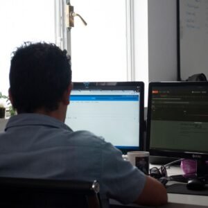 Team reviewing website event measurement